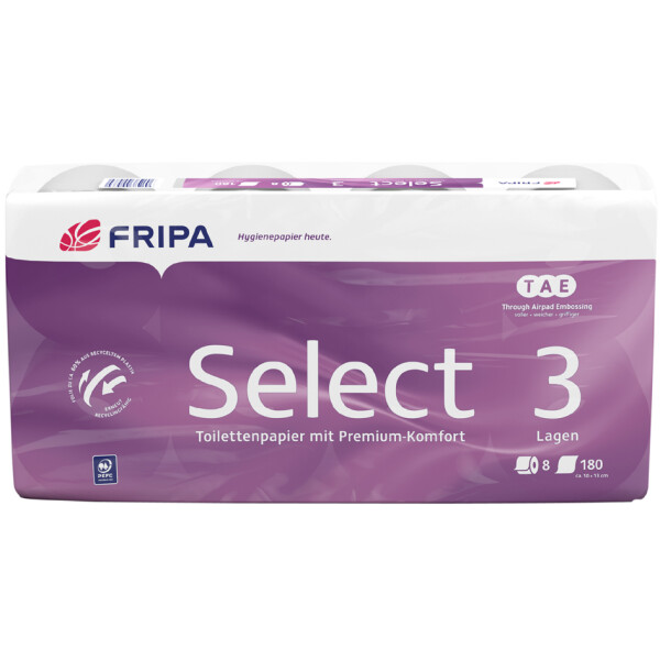 Fripa Toilettenpapier Select, 2-lagig, hochweiß