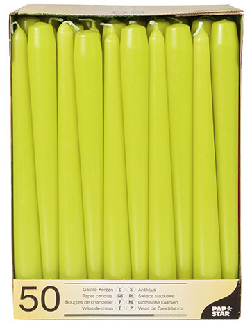 PAPSTAR Leuchterkerzen, 22 mm, limonengrün, 50er Pack