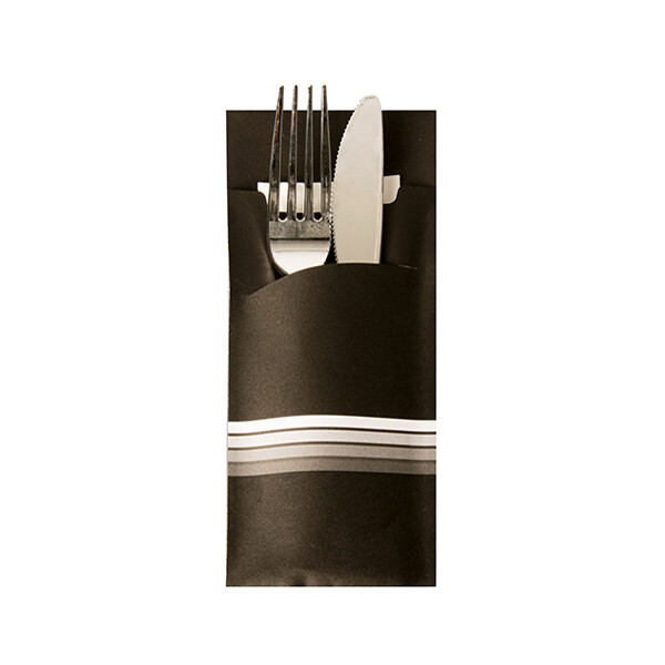 PAPSTAR Servietten-Tasche "Stripes", schwarz weiß