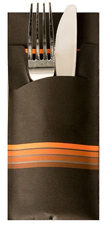 PAPSTAR Servietten-Tasche "Stripes", schwarz orange