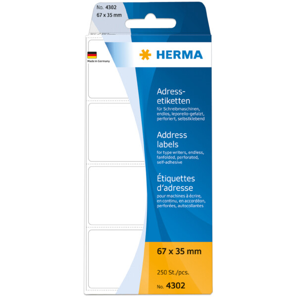 HERMA Adress-Etiketten, 95 x 48 mm, Leporello gefalzt, wei&szlig;