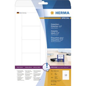 HERMA Disketten-Etiketten 3,5" SPECIAL, 70 x 67,7 mm, weiß