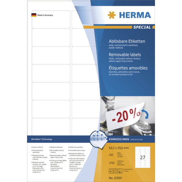 HERMA Universal-Etiketten SPECIAL, 99,1 x 67,7 mm, wei&szlig;