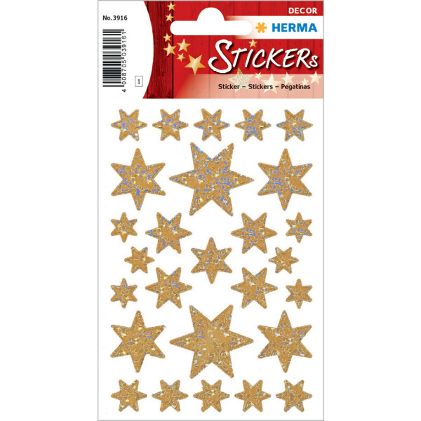 HERMA Weihnachts-Sticker DECOR "Sterne", gold, Holographie