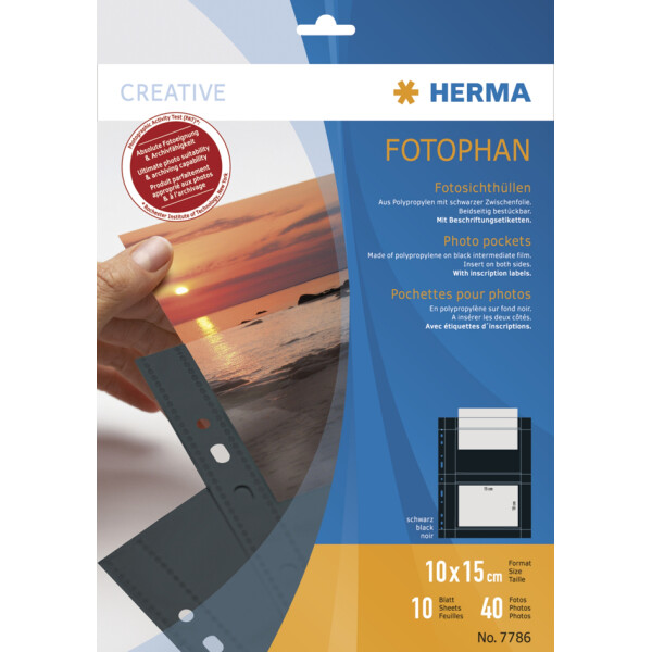 HERMA Fotophan Sichth&uuml;llen DIN A4, f&uuml;r Fotos 10 x 15 cm,quer