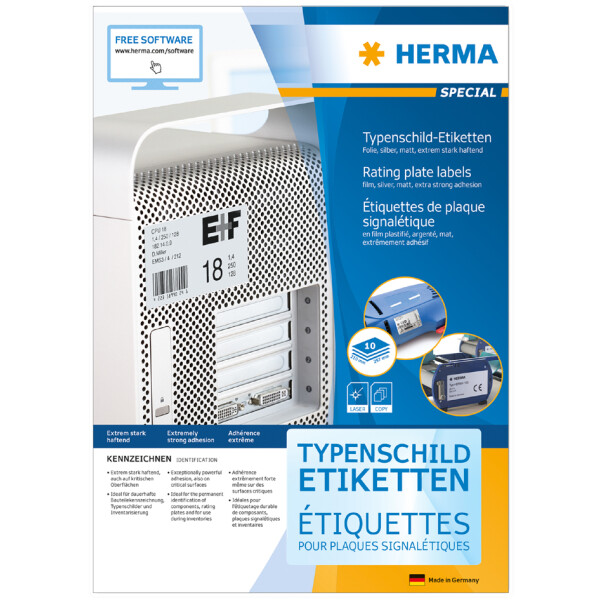 HERMA Typenschild-Etiketten SPECIAL, 25,4 x 10 mm, silber
