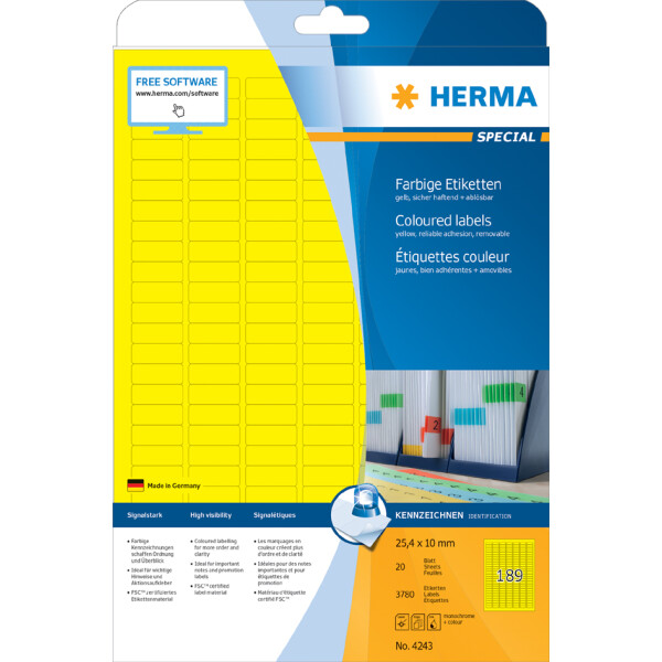 HERMA Universal-Etiketten SPECIAL, 105 x 37 mm, gelb