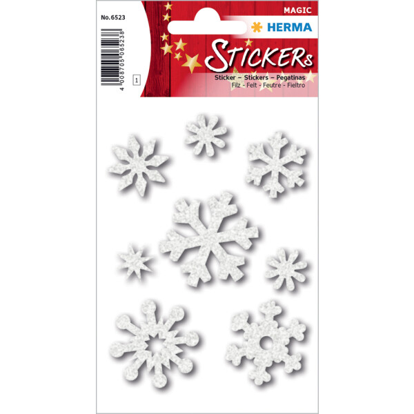 HERMA Weihnachts-Sticker MAGIC Filz "Eiskristalle", weiß