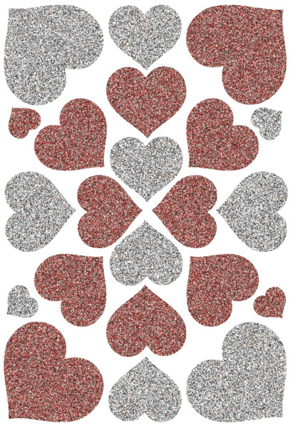 HERMA Sticker MAGIC "Herzen rot & silber", Glittery