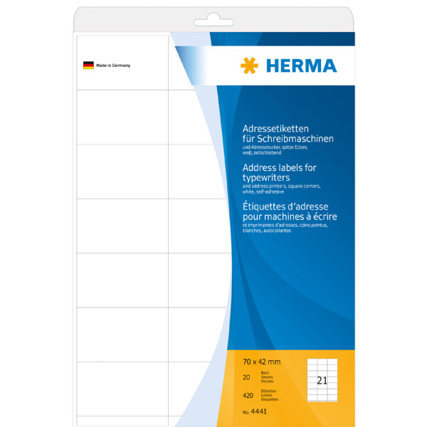 HERMA Adress-Etiketten, 38,1 x 21,2 mm, weiß