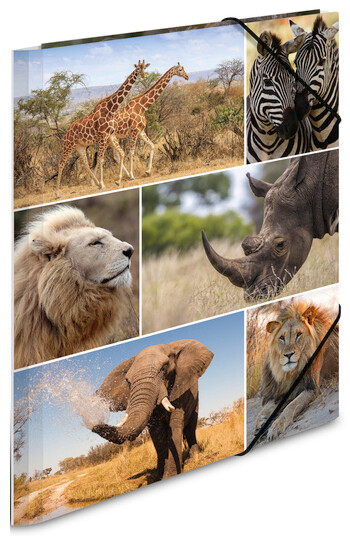 HERMA Eckspannermappe "Afrika Tiere", aus Karton, DIN A4