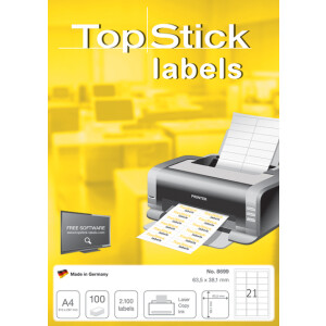 TOP STICK Universal-Etiketten, 70 x 36 mm, weiß, 100 Blatt