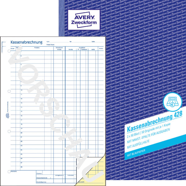 AVERY Zweckform Formularbuch "Kassenbericht", A5
