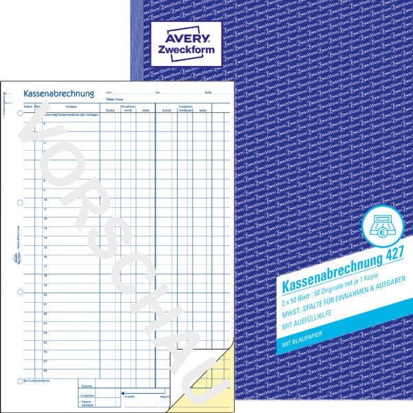 AVERY Zweckform Formularbuch "Kassenbericht", A5