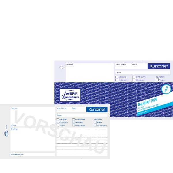 AVERY Zweckform Formularbuch "Kurzbrief", 1 3 A4, 100 Blatt