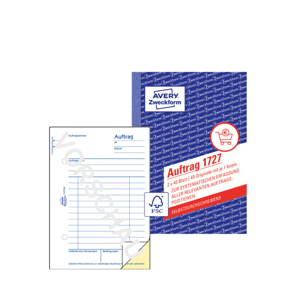 AVERY Zweckform Formularbuch "Auftrag", SD, A6, 2 x 40 Blatt