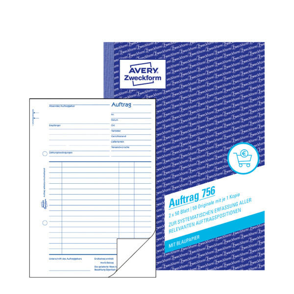 AVERY Zweckform Formularbuch "Auftrag", SD, A4, 2 x 40 Blatt