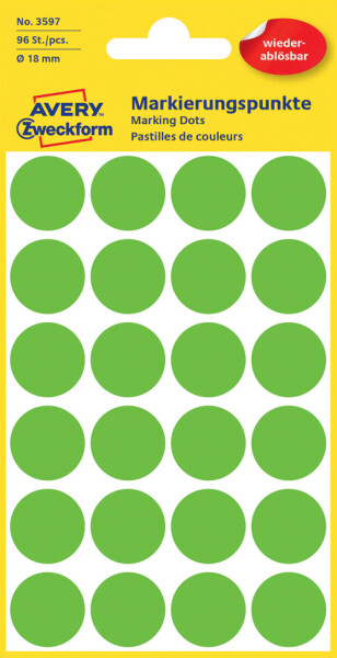 AVERY Zweckform Markierungspunkte, ablösbar, 18 mm, grün