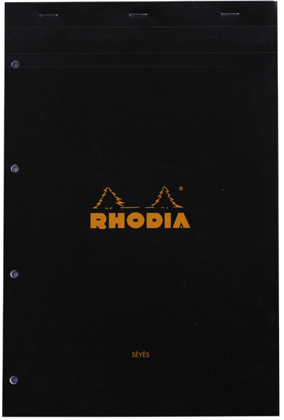 RHODIA Notizblock No. 20, DIN A4+, franz. Lineatur, schwarz