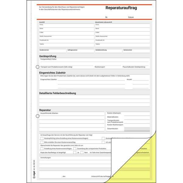sigel Formularbuch "Rapport Regiebericht", A5, SD