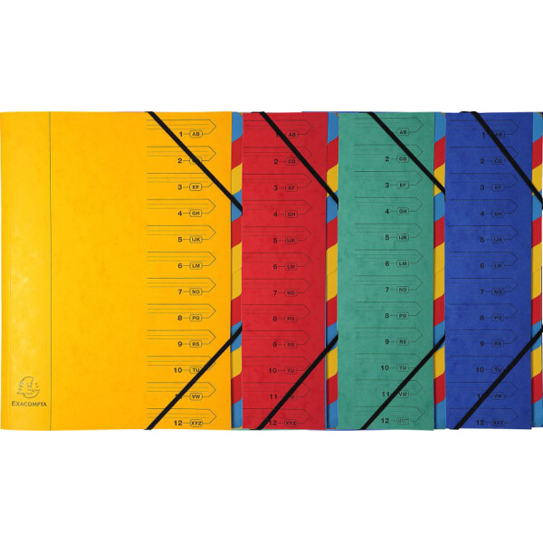 EXACOMPTA Ordnungsmappe, DIN A4, Karton, 12 F&auml;cher, blau