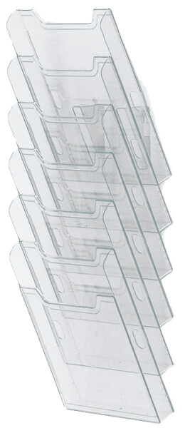 EXACOMPTA Wand-Prospekthalter, A4 hoch, 6 Fächer, glasklar