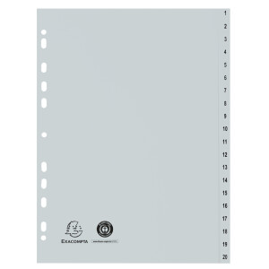 EXACOMPTA Kunststoff-Register, Zahlen, A4, 20-teilig