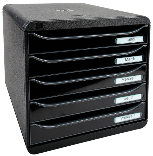 EXACOMPTA Schubladenbox BIG-BOX PLUS, 5 Schübe, schwarz