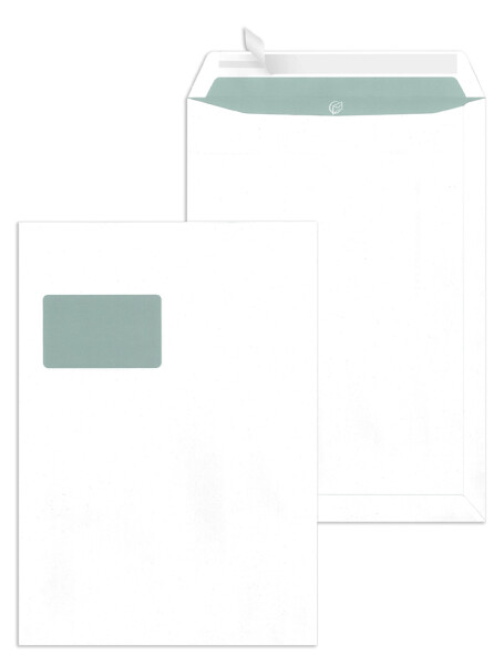 MAILmedia Versandtasche C4 haftklebend, mit Fenster, weiß