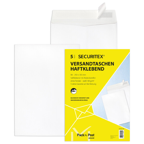 SECURITEX Versandtasche, B4, weiß, ohne Fenster, 130 g qm