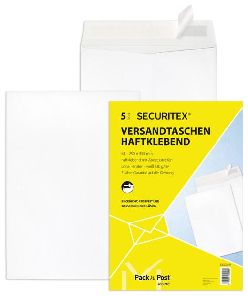 SECURITEX Versandtasche, C5, weiß, ohne Fenster, 130 g qm