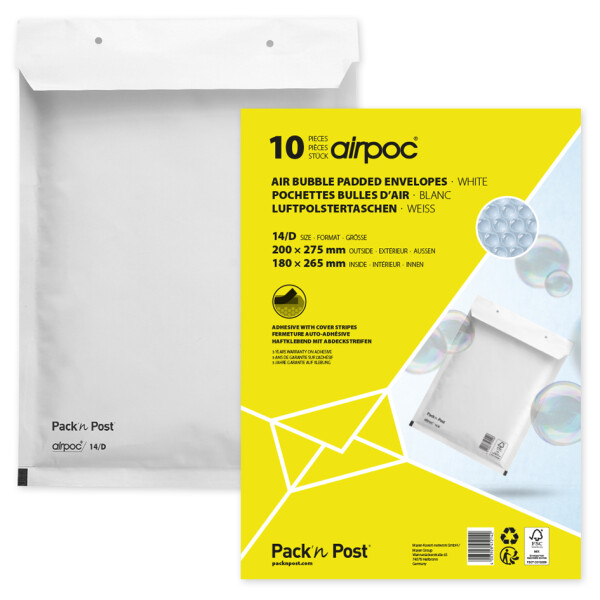 MAILmedia Luftpolster-Versandtaschen, Typ 13 C, wei&szlig;, 10 g