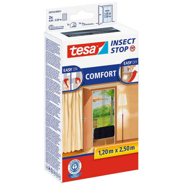 tesa Fliegengitter COMFORT f&uuml;r T&uuml;ren, 2 x je 0,65 m x 2,50 m