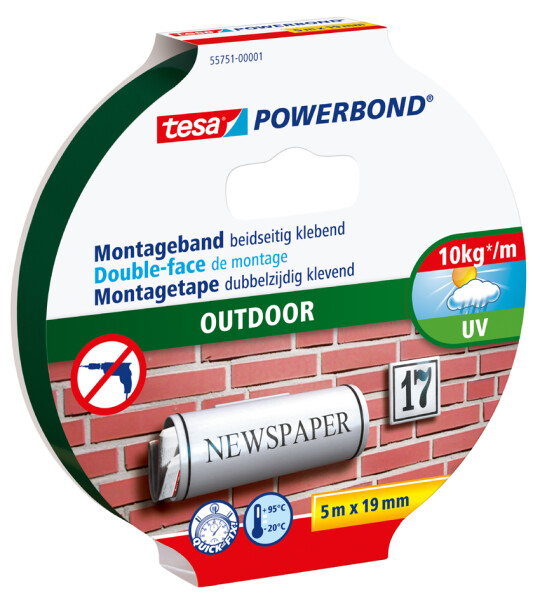 tesa Powerbond Montageband OUTDOOR, 19 mm x 5,0 m
