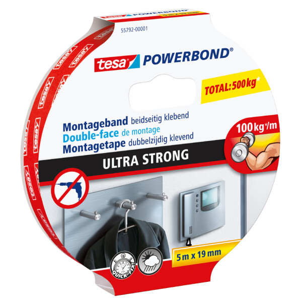 tesa Powerbond Montageband Ultra Strong, 19 mm x 5,0 m