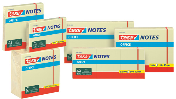 tesa Office Notes Haftnotizen, 100 x 75 mm, gelb