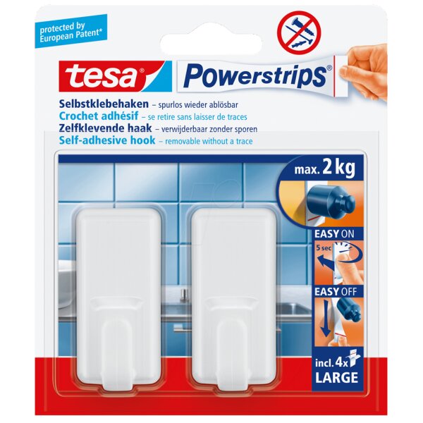 tesa Powerstrips Haken LARGE Classic, weiss
