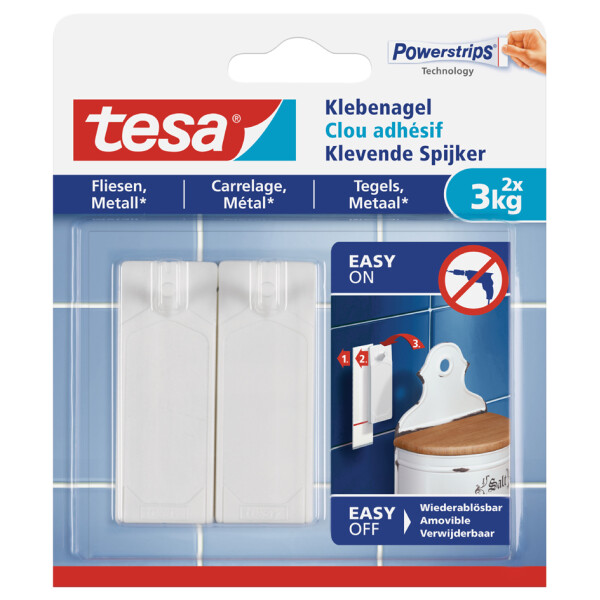 tesa Powerstrips Klebenagel für Fliesen und Metall, 4,0 kg