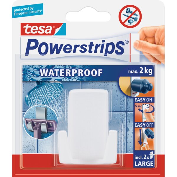 tesa Powerstrips Rasierhalter "WAVE" WATERPROOF, wei&szlig;