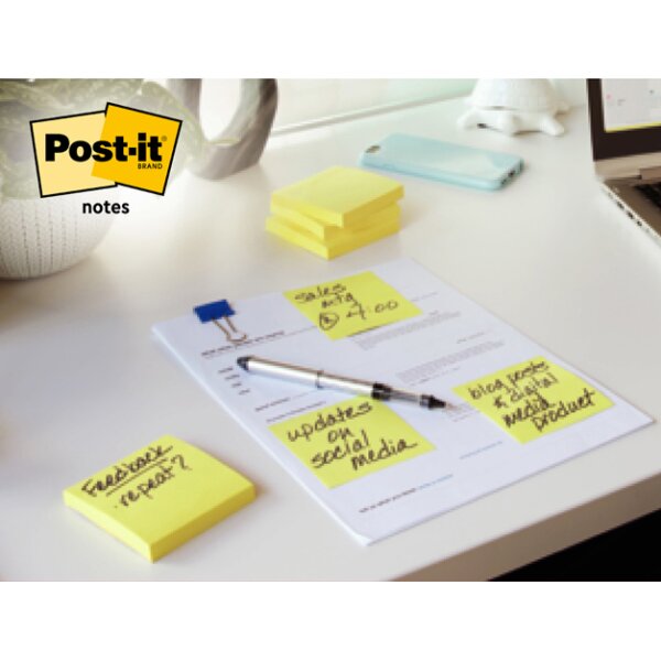 Post-it Haftnotizen notes, 101 x 152 mm, kariert, gelb