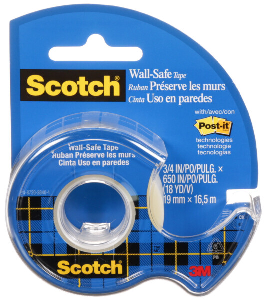 Scotch Klebefilm "Wall-Safe", im Handabroller, 19mm x 16,5m