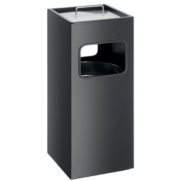 DURABLE Papierkorb METALL, mit Ascher, 17 Liter, schwarz
