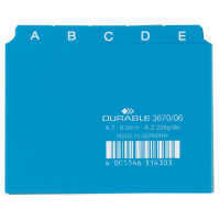 DURABLE Karteiregister A - Z, PP, A7 quer, blau, 25-teilig