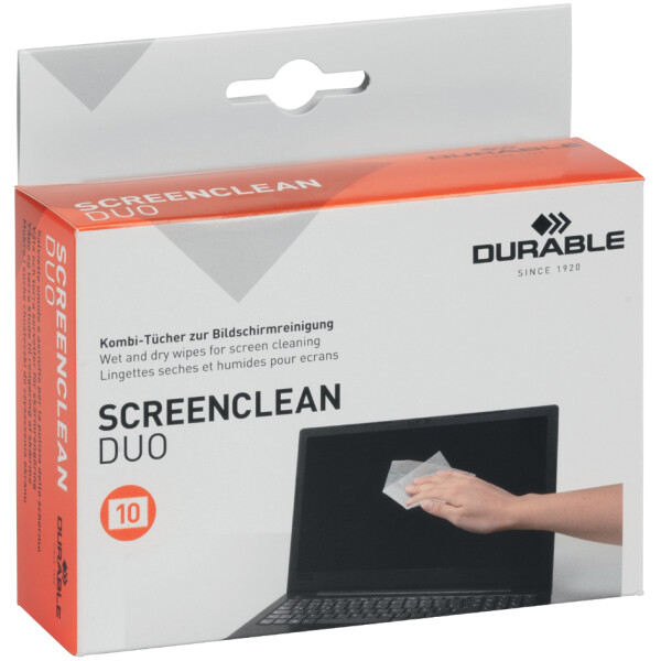 DURABLE Bildschirm-Reinigungstücher SCREENCLEAN DUO