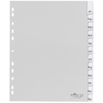 DURABLE Kunststoff-Register, A4, PP, 12-teilig, weiß