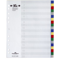 DURABLE Kunststoff-Register, A4, PP, 20-teilig, blanko