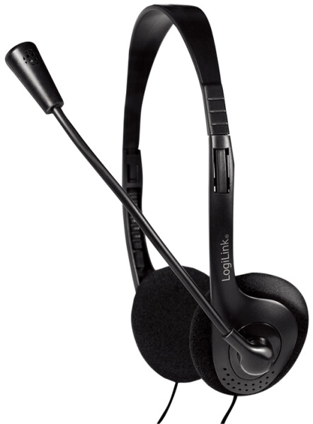 LogiLink Headset Deluxe, mit Mikrofon, schwarz