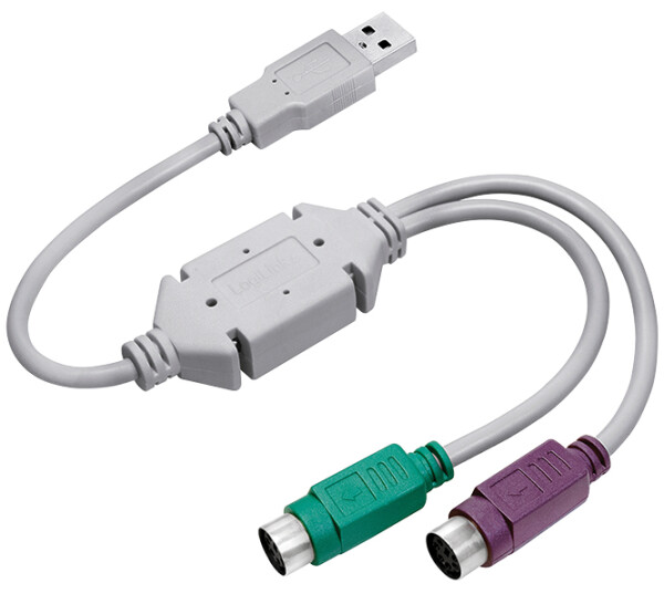 LogiLink USB 1.1 - 2 x PS 2 Adapterkabel, Länge: 0,20 m