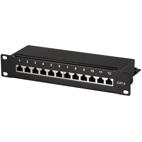 LogiLink 10" Patch Panel Kat. 6, geschirmt, 12 Port, 1 HE