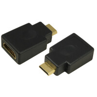 LogiLink Mini Adapter, HDMI Kupplung - HDMI Stecker, 19 Pol